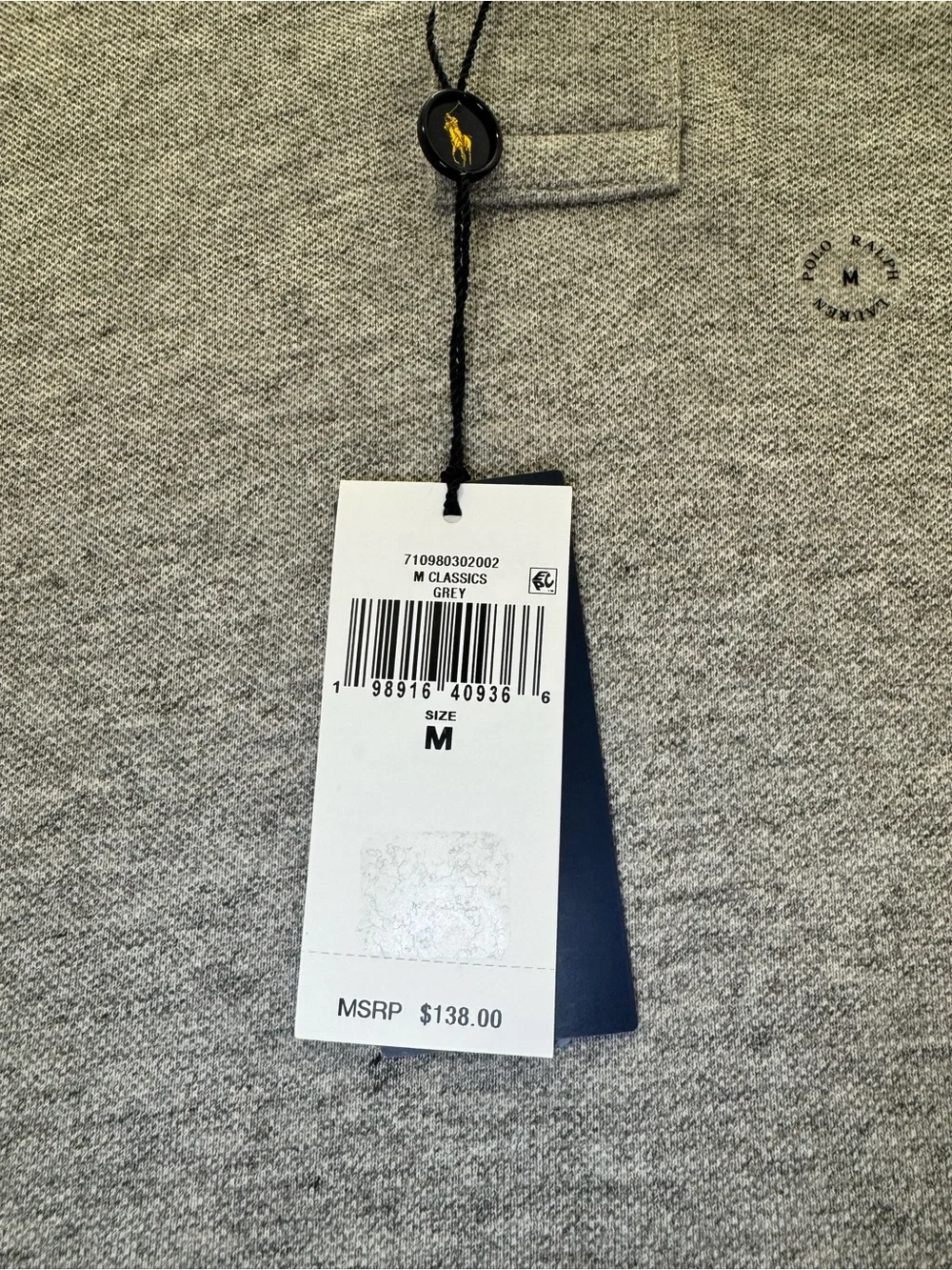 NWT Polo Ralph Lauren Polo Bear Grey Mesh Polo Men M Classic Fit $138